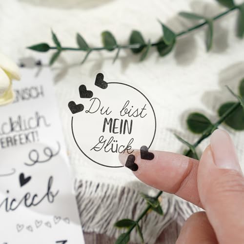 4 Sheets German Love Wedding Word Stickers 107 Pcs Clear Waterproof Bridal Shower Quotes Scrapbook Stickers Black White Decorative Planner Invitation Resin Craft Supplies