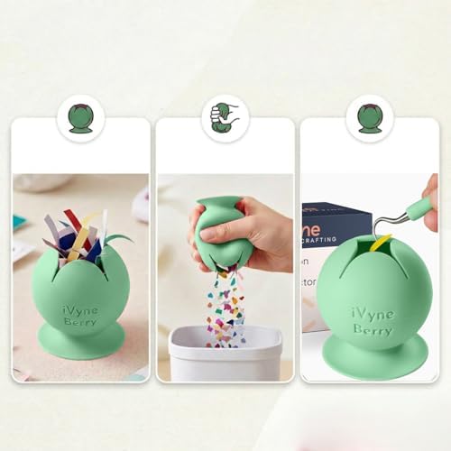 iVyne Berry Suctioned Vinyl Weeding Scrap Collector | Versatile Multi-Surface Suction & Anti-Spill Vinyl Scrap Collector w/Soft and Flexible Silicone to Protect your Weeding Tools | Green, 1 Pack