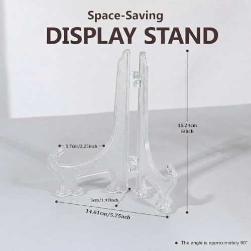 Artliving 6 Inch Clear Plastic Easels or Stand/Plate Holders to Display Pictures or Other Items at Weddings, Home Decoration, Birthdays, Tables (12 Pack)