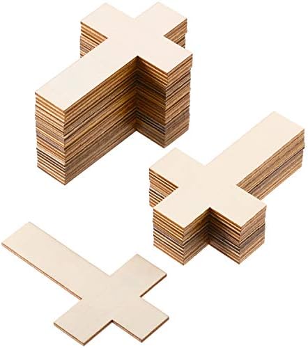 meekoo 36 Pieces Blank Wood Cutouts Unfinished Cross Shaped Wooden Pieces