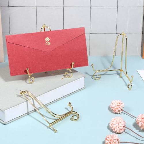 10 Pcs 6 Inch Plate Stands for Display, Gold Iron Small Easel