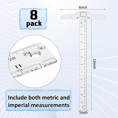 Pangda 8 Pcs 12 Inch T-Square Ruler Plastic for Drafting Drawing