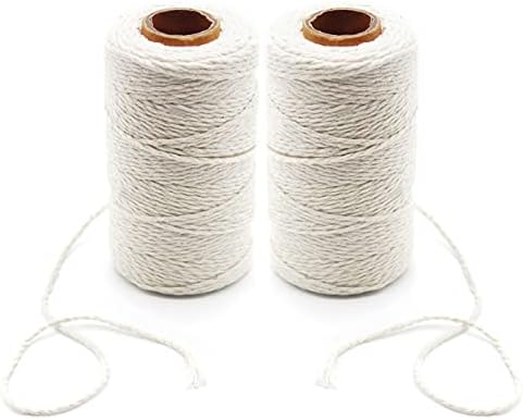 Benvo 656 Feet Cotton Cooking String 2mm Natural Jute Twine 2 Ply String Rope Cord for Baking, Butchers, Sausage, DIY Arts and Crafts - Beige