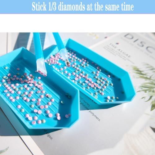 52PCS Blue 5D Diamond Art Tools & Accessories - 12-Plastic Trays, 30-Glue Clays, 10-Diamond Pens & DIY Kit Accessories