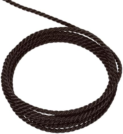 MECCANIXITY Twisted Cord Trim, 5 Yard 2mm 3-Ply Twine Braided Rope Shiny Thread String for Craft Gift Bag Curtain Christmas Decor, Dark Brown - 5m