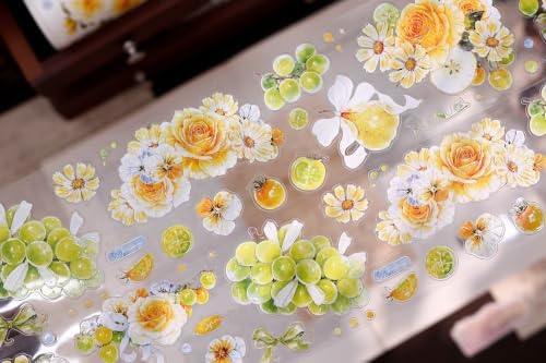 XiaoBaiJia Green Grape Vine, Pre-Cut Clear PET Tape, Washi Stickers,2.36" x5.47 YD for Journal Stickers Journaling Planner Scrapbooking Junk Journal Stickers Craft Supplies