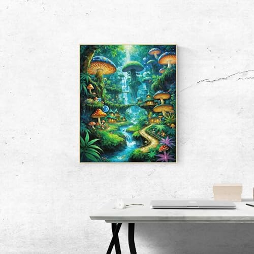 ldazao Mushroom Framed Paint by Numbers Kit for Adults Beginner Mushrooms Forest Adult Paint by Number Artist Kits On Canvas DIY Oil Painting Kits for Gift Wall Decor 9.5x12 Inch