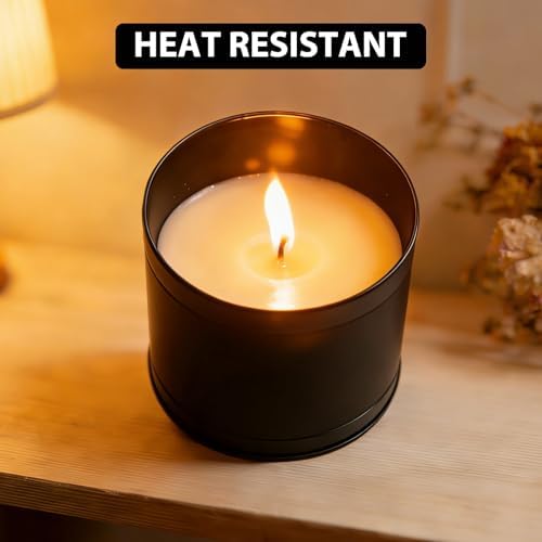 12 Pack 10 oz Black Metal Candle Tins with Lids – Double-Sided Black Finish Round Containers for DIY Candle Making, Storage & Small Business Use