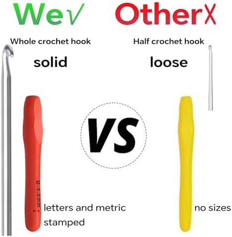 9mm Crochet Hook, Ergonomic Crochet Hook, Smooth and Extra Long  Knitting Needles, with Soft Rubber Ergonomic Handle and Aluminum Tip, Perfect Beginner and Arthritic Crochet Hooks (9 mm)