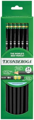 Ticonderoga Wood-Cased Pencils, 2 HB Soft, Black, 24 Count