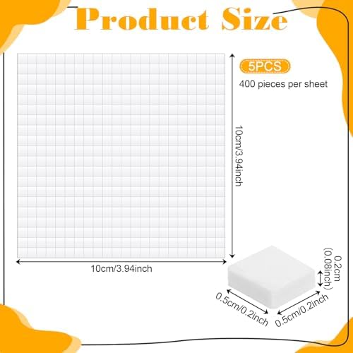 cobee 5 Sheets 2000 Pcs Foam Squares Double Sided Foam Tape, Foams Adhesive Squares, Foams Dots Stickers for Crafts Office Supplies DIY Crafting Scrapbook