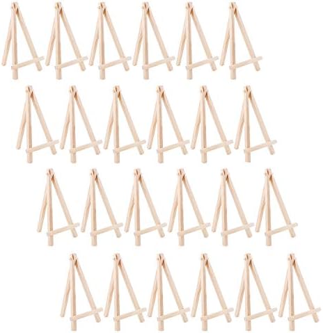 Tosnail 24 Pack 6" Small Art Easel Stand Tabletop Mini Wooden Display Stand Photo Holder Display Stand for Artist, Students, Adults, Kids Painting