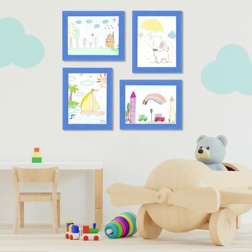 [2-Pack] Kids Art Frames, 8.5x11 Front Opening Kids Artwork Frames Changeable, Skyblue Artwork Display Storage Frame for Wall, Holds 50 Pcs, for 3D Picture, Crafts, Children Drawing, Hanging Art,