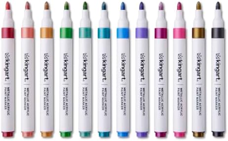 KINGART 409-24M Acrylic Paint Markers with Storage Case, 24-Metallic Colors