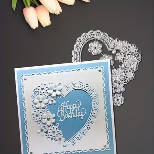 Cutting Dies Metal Stencils Scrapbooking Tools DIY Embossing Template for Paper Card Making Album Arts Crafts Supplies (Lace Heart- 11x10.2cm)