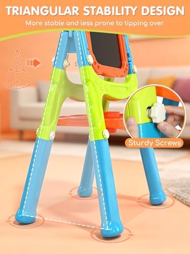 Lehoo Castle Easel for Kids 3-5, Magnetic Chalkboard Whiteboard(Green)