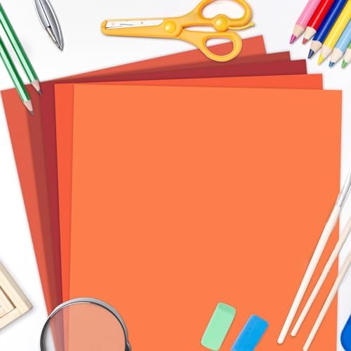 Whaline 50 Sheets Fall Assorted Red Orange Card Stock Paper 12 x 12 Inch Thanksgiving Scrapbook Craft Paper for Autumn Print DIY Art Making School Office Supplies, 65lb