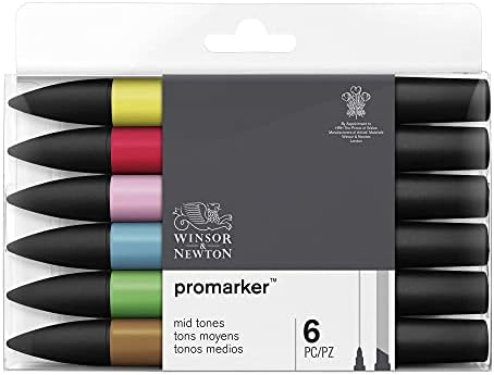 Winsor & Newton ProMarker Set, 6 Count, Mid Tones