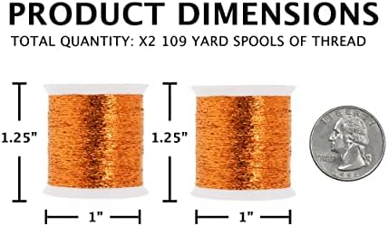 Mandala Crafts Metallic Dark Orange Embroidery Floss for Sewing, 218 Yds