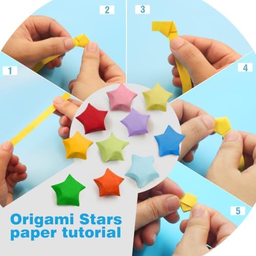FoDau770 Solid Color Star Paper Strips - 1080 Sheet, 10 Colors Type B