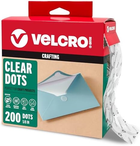 VELCRO Brand Thin Clear Dots with Adhesive, 5/8 Inch Circles, 200 Pk