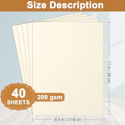 Silunkia 40 Sheets Cream Cardstock 8.5 x 11 Off White Paper 75lb