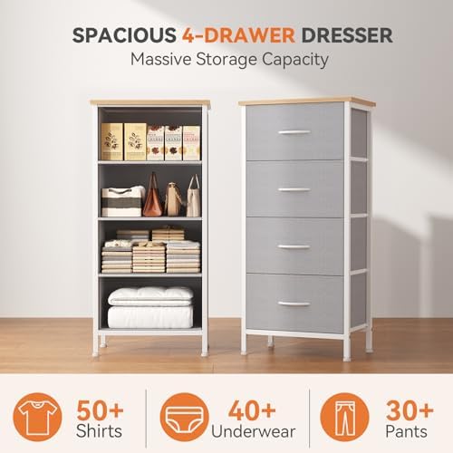 Sweetcrispy 4 Storage Drawer Dresser, Storage Cabinet, Clothes Organizer