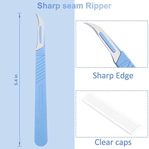 Mudder 10 Pcs Seam Rippers for Sewing Razor Stitch Thread Cutter with Protective Case Bulk Blue Stitch Remover Tool for Sewing Crafting Embroidery Picking Threads Opening Buttonholes Replacing Buttons