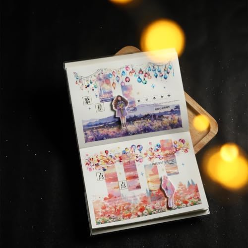 PET Tpae Stickers for Journaling,3 Rolls Lighting Washi Tape Stickers for Scrapbooking,Junk Journal Supplies,DIY Craft,Gift Wrap,Notebook,Phone Case(Night Light)