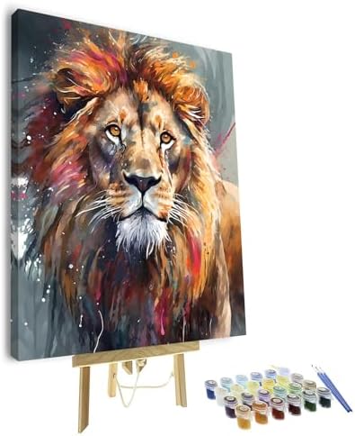 TUMOVO Paint by Numbers Kit for Adults - Lion DIY Adult Paint by Number Kits Animal Acrylic Canvas Painting for Adults Beginners Art Crafts, 16x20 Inch(Framed)
