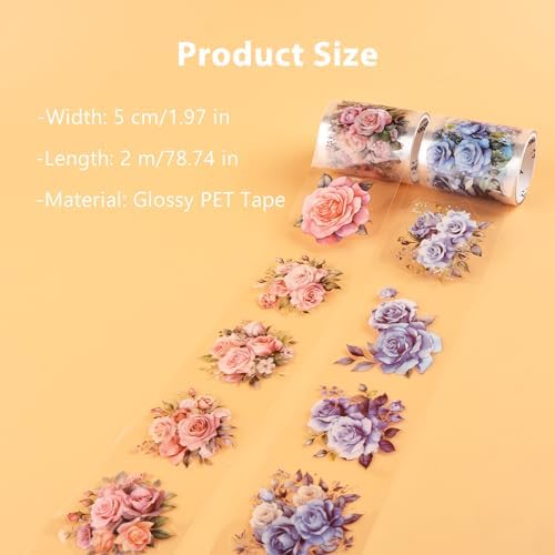 Washi Tape, PET Tapes for Scrapbooking Journaling (Blue & Pink)