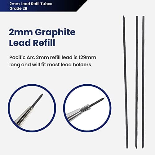Pacific Arc Lead Holder Refill - 2mm - 3 per Tube - 2B - for Art, Sketching, Technical Drawing