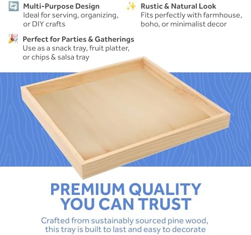 Wood Canvas Panel Cradled 12 x 12 inch, Pack of 12 Blank Framed Wood Signs for Painting, Shadow Box, & Tray Crafts, by Woodpeckers