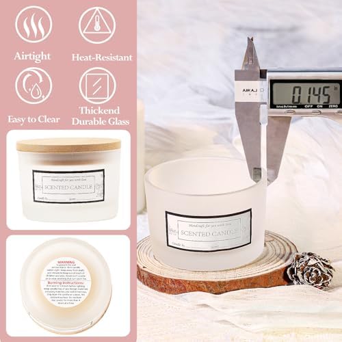 CONNOO 15 Pack 4oz Frosted Glass Candle Jars with Airtight Bamboo Lids