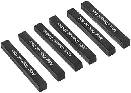 Artist Compressed Charcoal Sticks for Sketching, Drawing, Shading, Soft, Medium, Hard, Art Supplies Sketch Kits Tools, 6-Piece Boxed