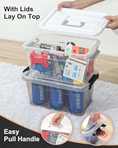 NUMIFUN 7Qt Clear Plastic Storage Bins with Lids,Transparent Design,6 Pack