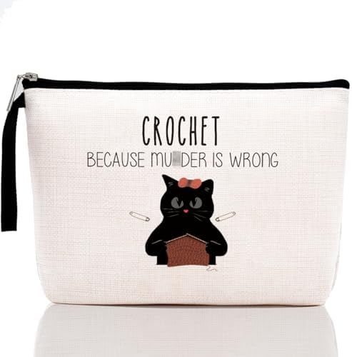 Hanamiya Na Crocheting Funny Makeup Bag Knitting Gift Crochet Gift for Crochet Lovers Knitting Lovers Crocheter Cosmetic Pouch Knitting Cosmetic Bag Funny Humor Novelty Sarcasm Zipper Pouch