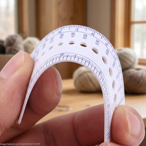 4 PCS Plastic Knitting Needle Gauge Measuring Tool, Knitting Needle Sizer & Crochet Gauge Measuring Tool, Knitting Tools and Accessories for Sewing (White & Pink)