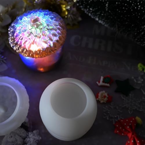 Christmas Pinecone Jar Silicone Mold with Lid, Xmas Resin Jar Mold