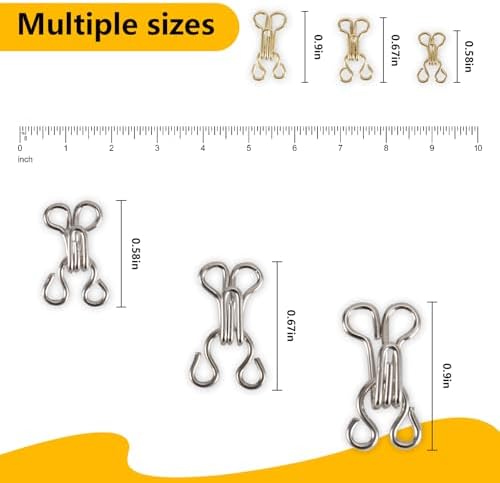 72 Pairs Hook and Eye Sewing Kit – Silver and Gold Bra Hooks Replacement in Multiple Sizes, Ideal for DIY Clothing Repairs, Underwear Alteration, and Home Sewing, with Storage Box