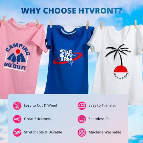 HTVRONT White Iron on Vinyl - 12" X 40FT White HTV Heat Transfer Vinyl
