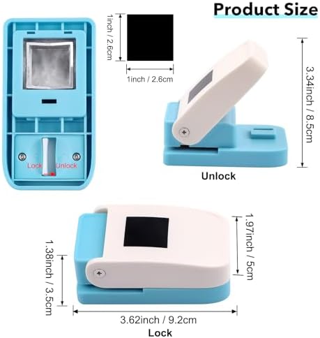 2Pcs Stamp Punches, 1x0.8 inch Rectangular Postage Stamp Shapes Puncher & 1" Square Craft Hole Punch, Lever Action Craft Punch for Paper Crafting Scrapbooking Stamping-Out Cutter Crafts Supplies Tools