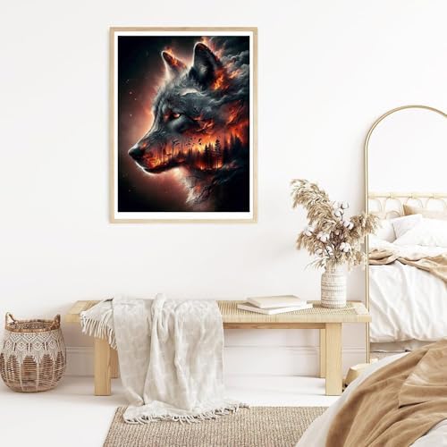 Benjenes Wolf Diamond Art Kits for Adults, Diamond Painting Kits