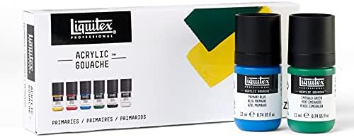 Liquitex Acrylic Gouache Paint Set, 6 x 22ml (0.74-oz), Primaries