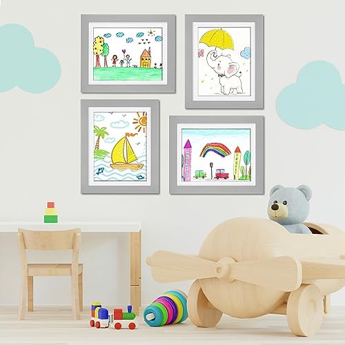 [2-Pack] Kids Art Frames, 10x12.5 Front Opening Kids Artwork Frames Changeable, Gray Artwork Display Storage Frame for Wall, Holds 50 Pcs, for 3D Picture, Crafts, Children Drawing, Hanging Art,