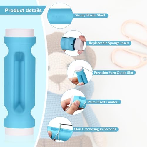 Crochet Loop Guide for Beginners, Crochet Holder with 6 Replaceable Sponges