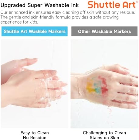 Shuttle Art Super Washable Markers, 30 Colors Broad Line Conical Tip Markers for Kids, Ultra Clean Coloring Book Marker Set, Home Classroom School Supplies for Toddlers Kids Adults Students Teachers