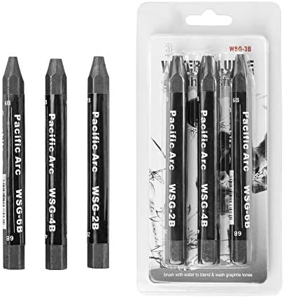 Pacific Arc Jumbo Water Soluble Graphite Sticks Set of 3, Soft 2B, 4B, 6B