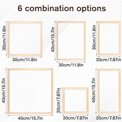 Oqqlin 12 Pcs Stretcher Bars for Needlework, 8/12/ 16 Inch Wooden Canvas Stretcher Bars Durable Cross Stitch Frame Set with 50 Thumb Tacks for DIY Craft, Embroidery