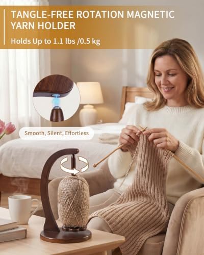 SPEENSUN Magnetic Yarn Holder for Crocheting, Large, Black Finish